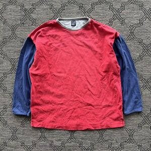 Vintage Gap T-Shirt Size XL Blue Red Heavyweight Long Sleeve Color blocking Y2K
